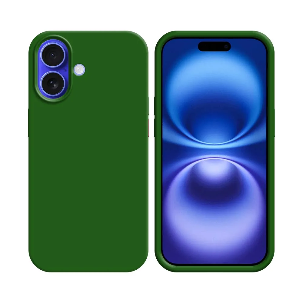 Coque Silicone Compatible pour Apple iPhone 16 Vert Foncé