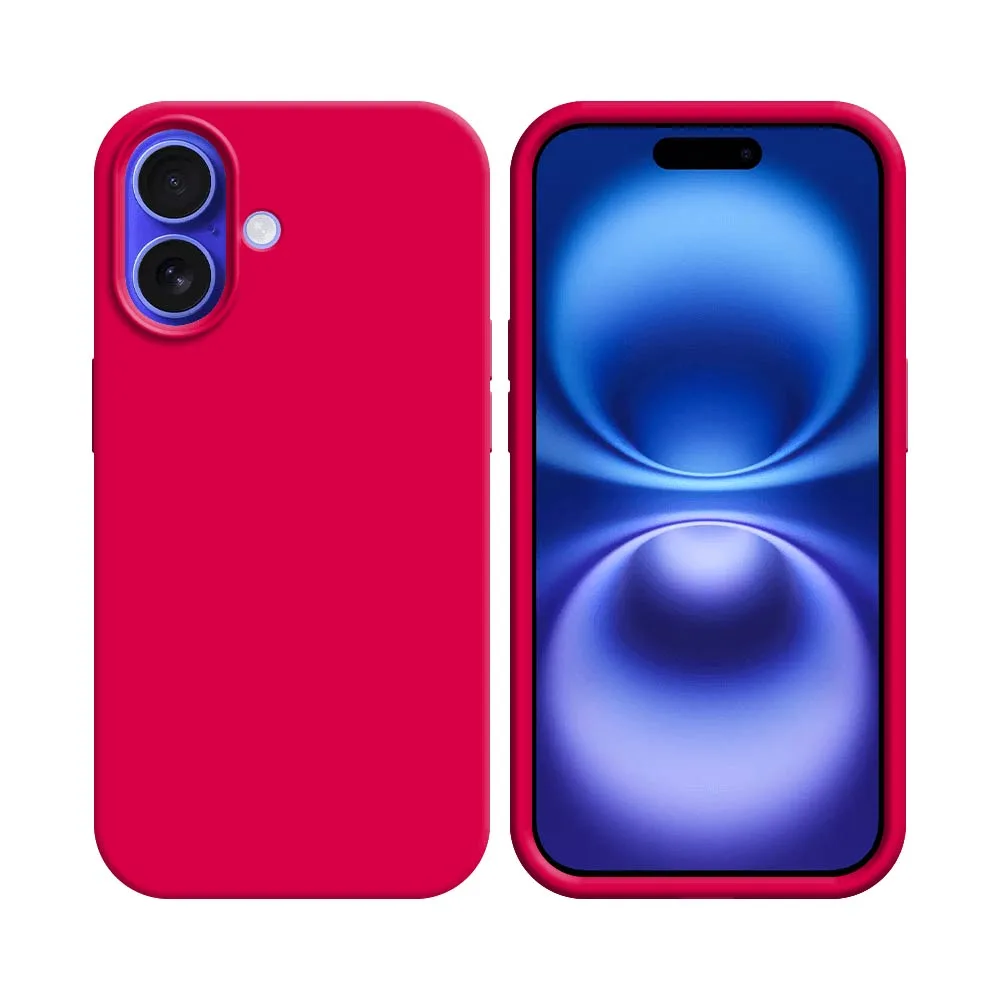 Coque Silicone Compatible pour Apple iPhone 16 Rose Vif
