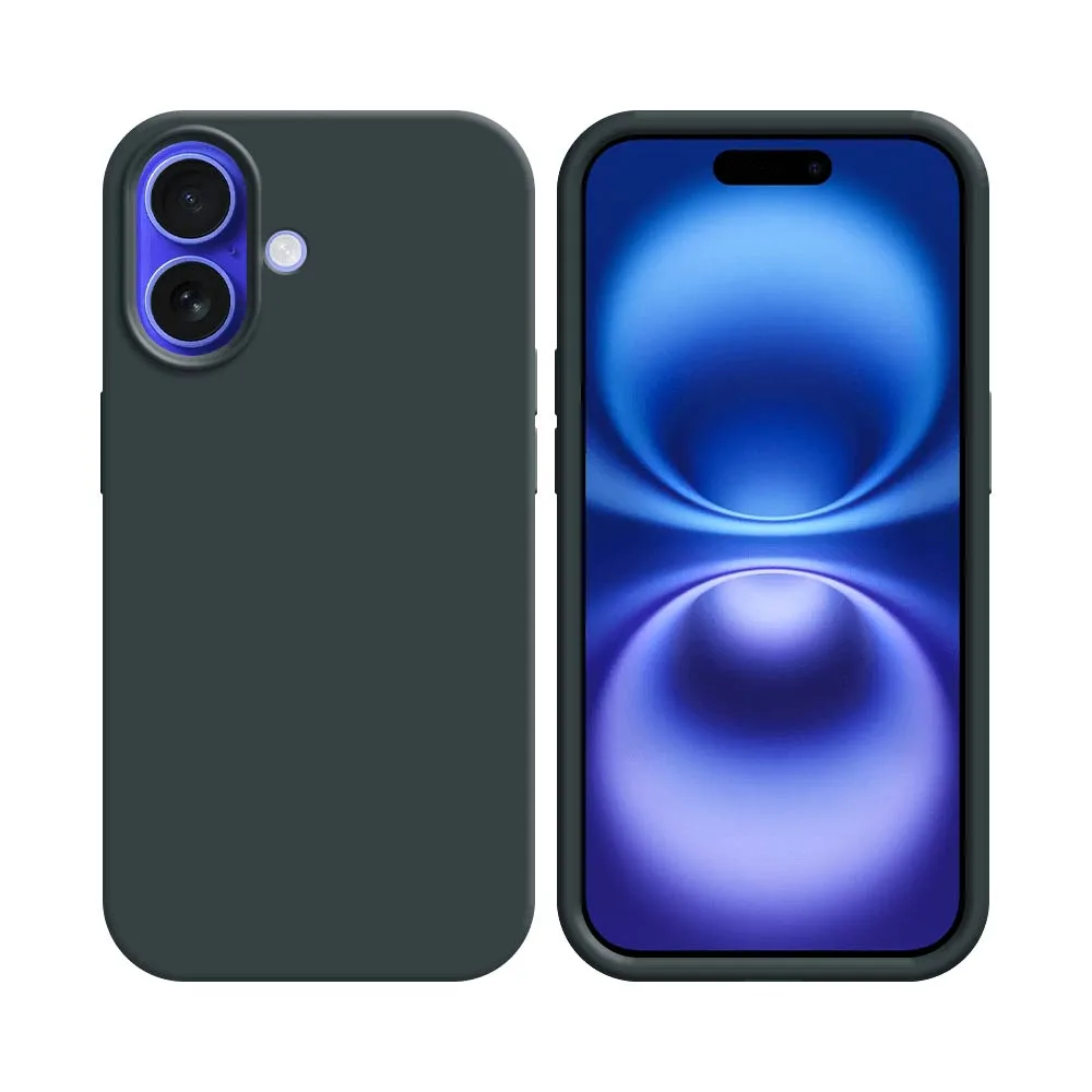 Coque Silicone Compatible pour Apple iPhone 16 Noir