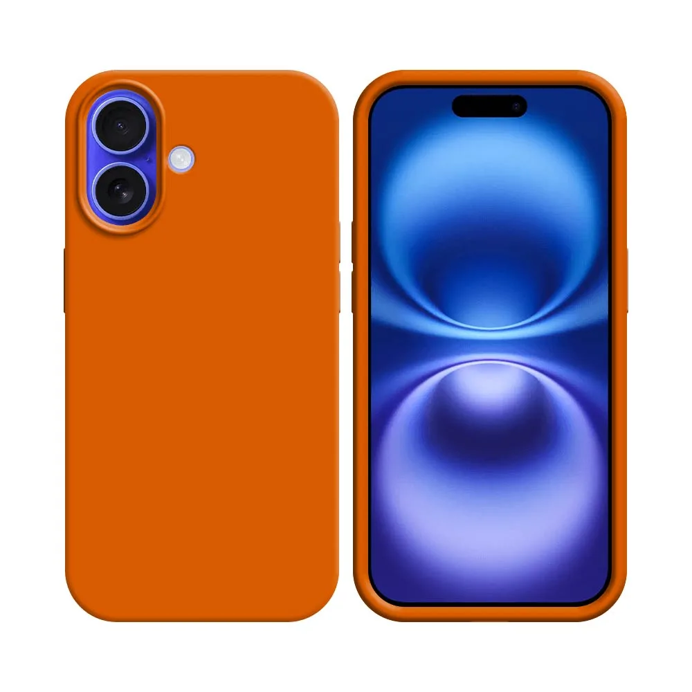 Coque Silicone Compatible pour Apple iPhone 16 Plus Orange