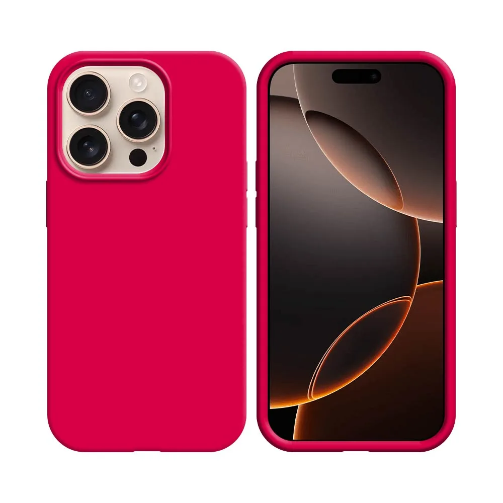 Coque Silicone Compatible pour Apple iPhone 16 Pro Max Rose Vif
