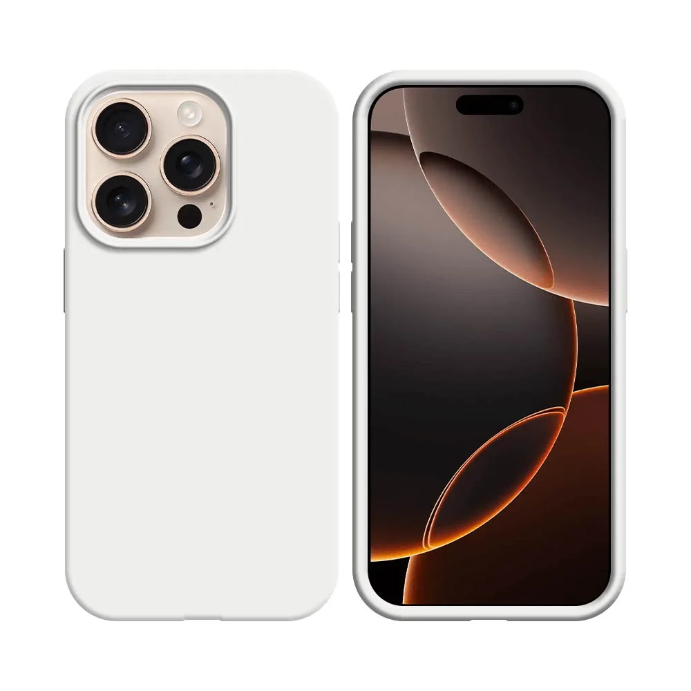 Coque Silicone Compatible pour Apple iPhone 16 Pro Max Blanc