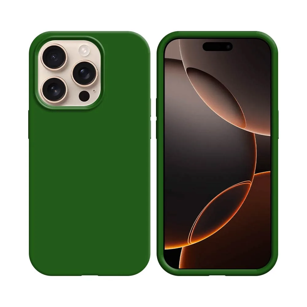 Coque Silicone Compatible pour Apple iPhone 16 Pro Vert Foncé