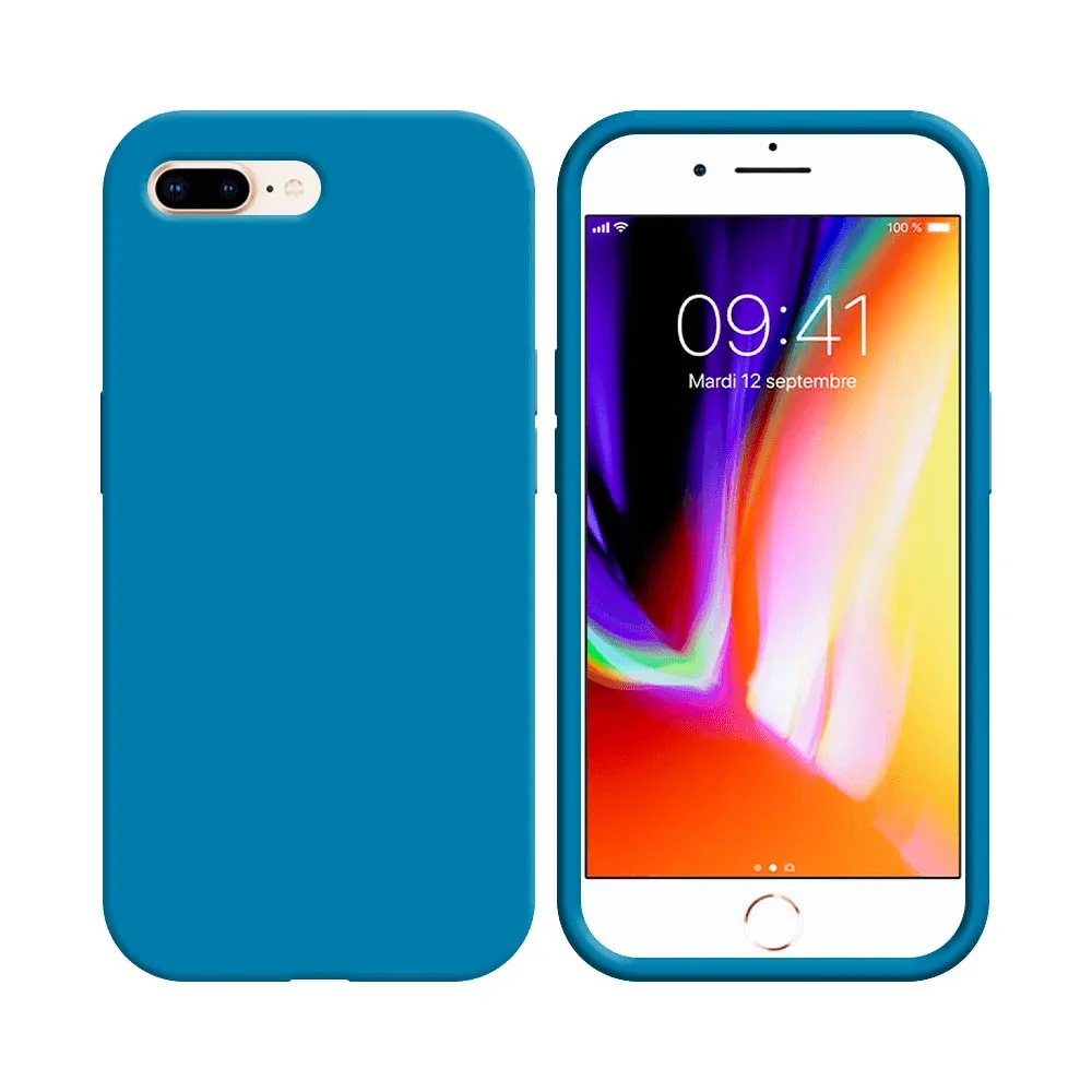Coque Silicone Compatible pour Apple iPhone 7 Plus & 8 Plus Bleu Ciel