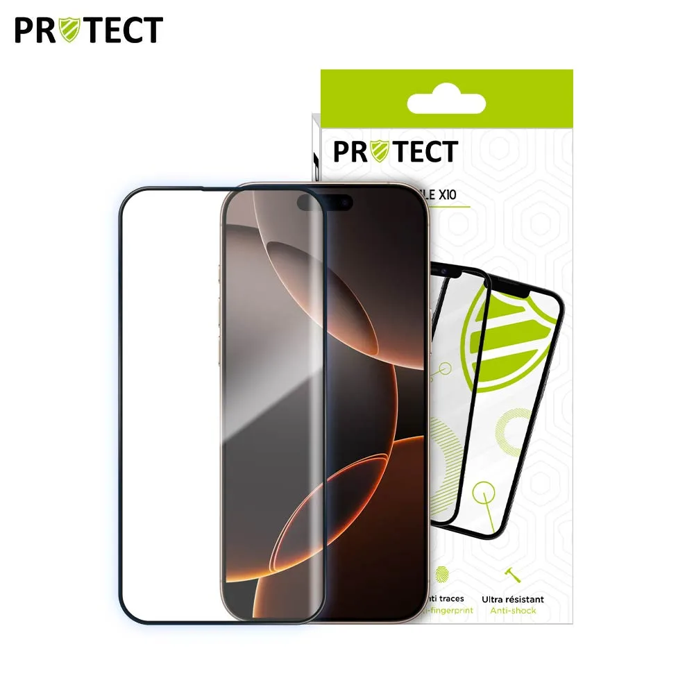 Pack Verre Trempé Intégral PROTECT pour Apple iPhone 16 Pro x10 Noir