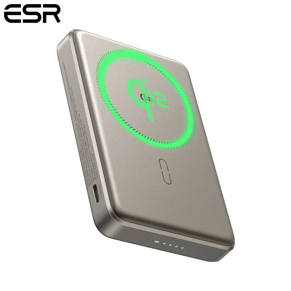 Batterie Externe Power Bank sans Fil Magnétique ESR Qi2 MagSlim 10000mAh Argent