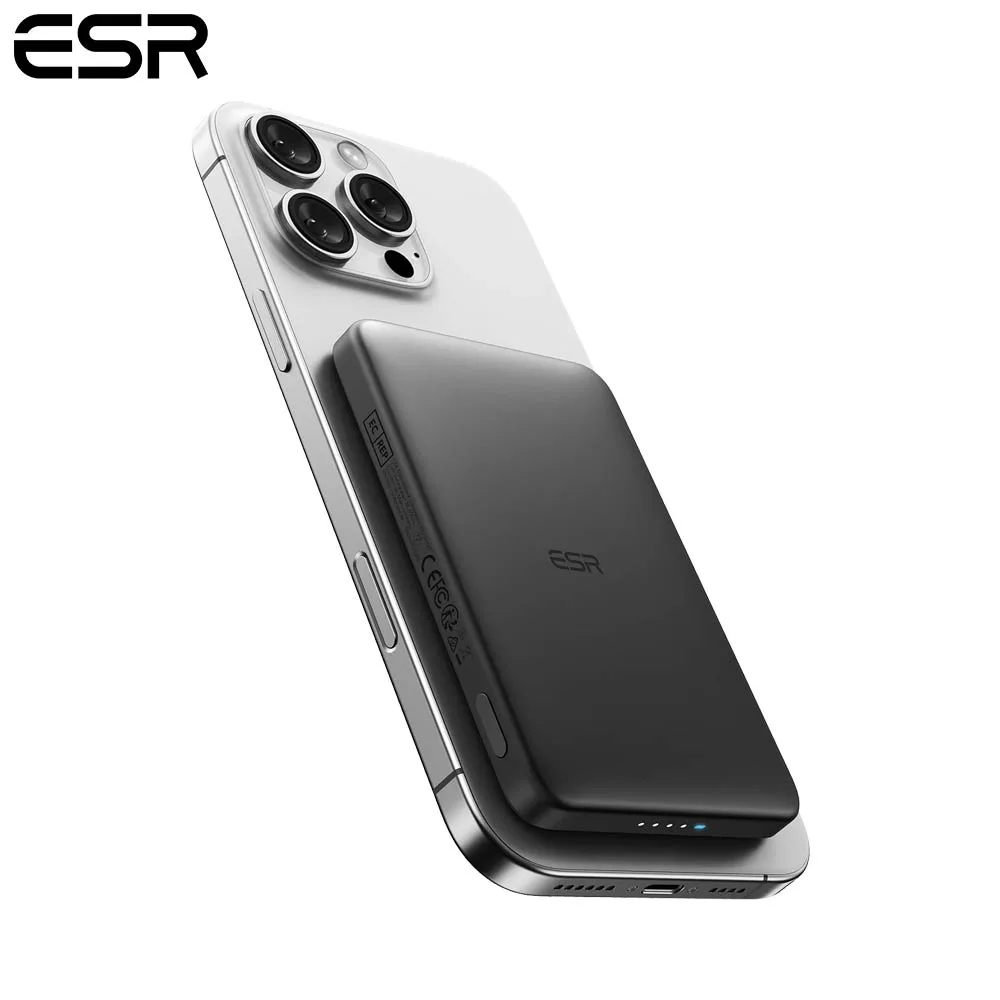 Batterie Externe Power Bank sans Fil Magnétique ESR Qi2 MagSlim 5000mAh Argent — vue 2