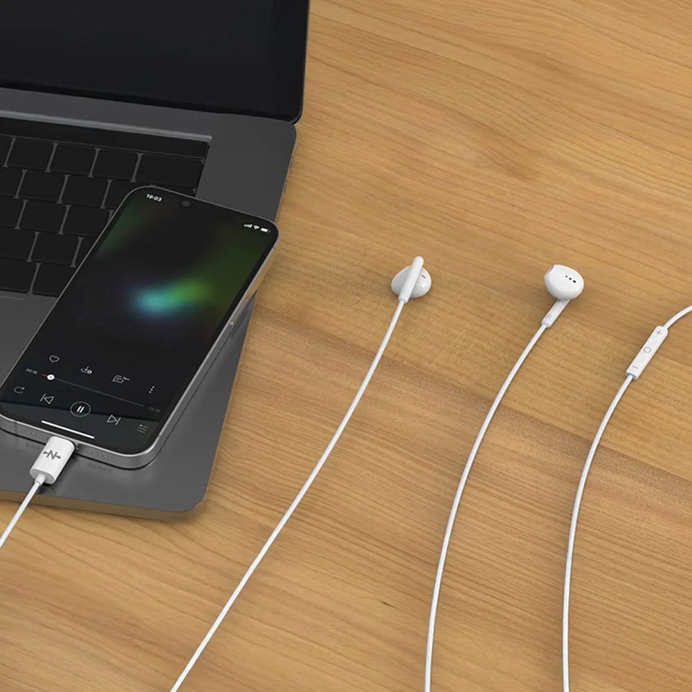 Écouteurs Filaires USB-C CONNECT Bulk x10 Blanc — vue 2