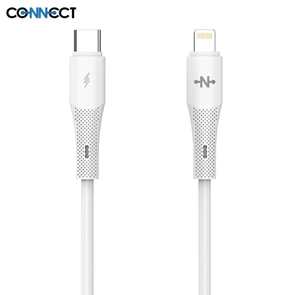 Câble Data USB-C vers Lightning CONNECT 30W (1m) Blanc