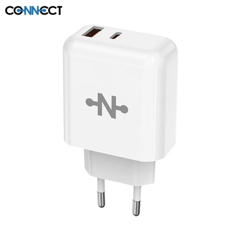 Chargeur Secteur GaN CONNECT (Type-C + USB) 45W Blanc