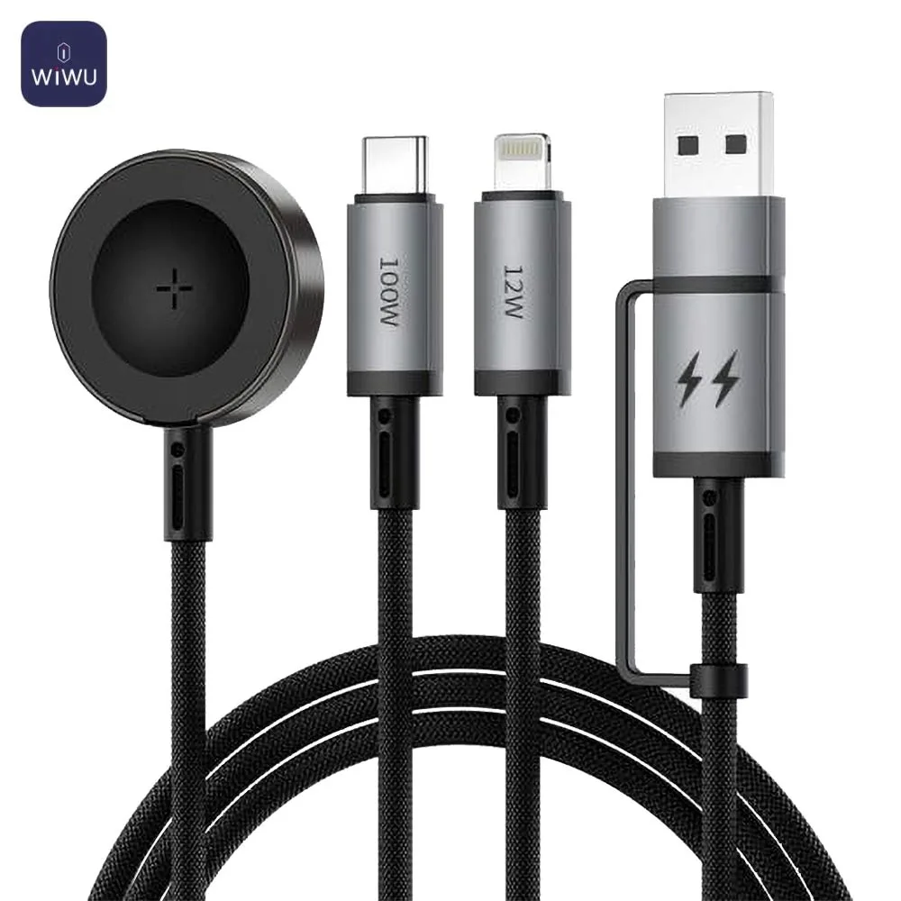 Câble de Charge Wiwu Wi-C050 Multifonction avec Charge pour Apple Watch 100W 1.2m Noir