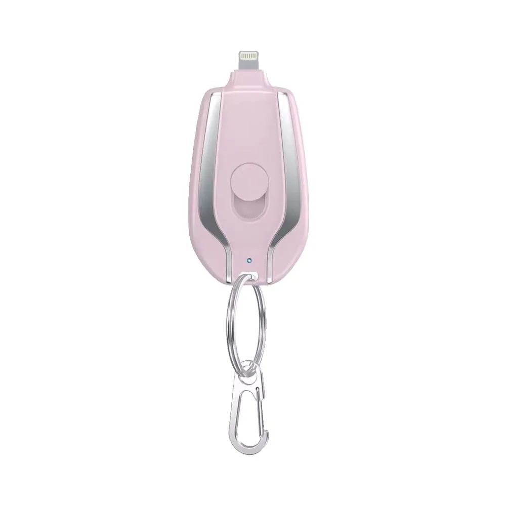 Batterie Externe Power Bank Porte Clé Lightning 1500mAh Rose