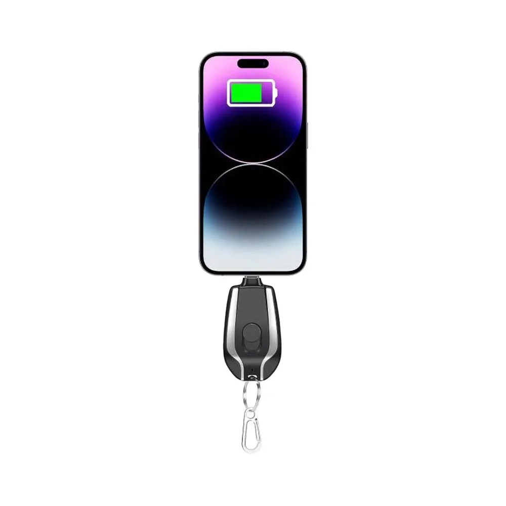 Batterie Externe Power Bank Porte Clé Lightning 1500mAh Noir — vue 2