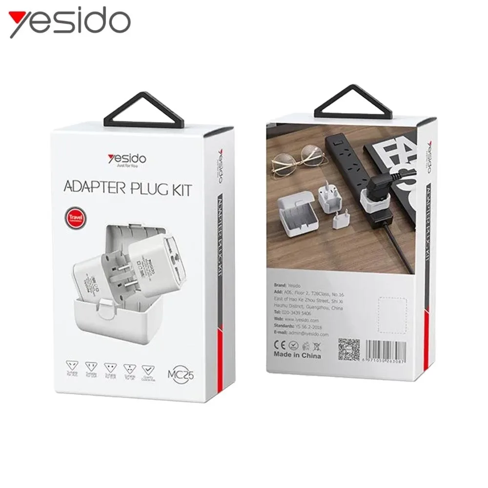 Adaptateur Secteur Universel Yesido MC25 Kit Complet Blanc — vue 2