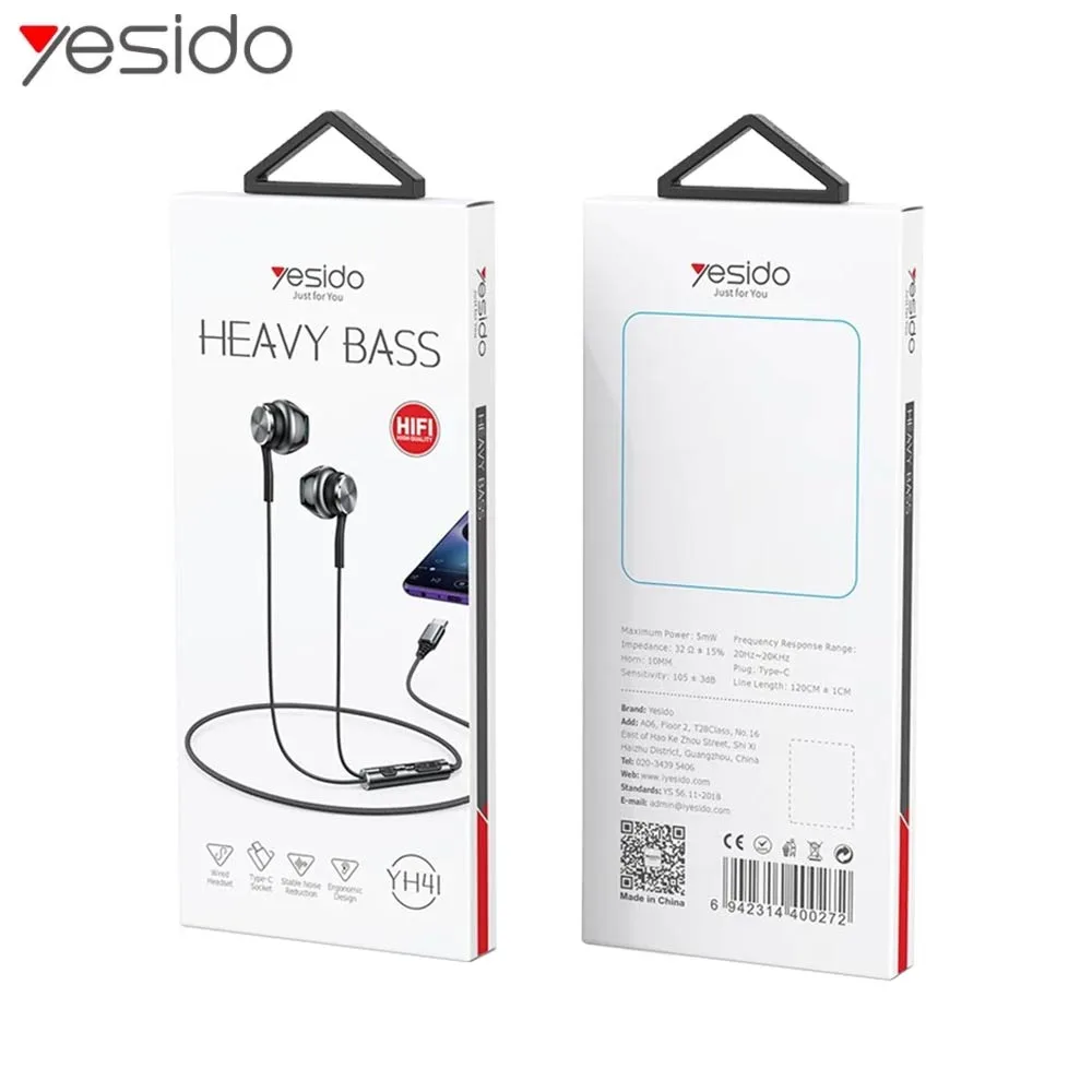 Écouteurs Filaires USB-C Yesido YH41 Noir — vue 2