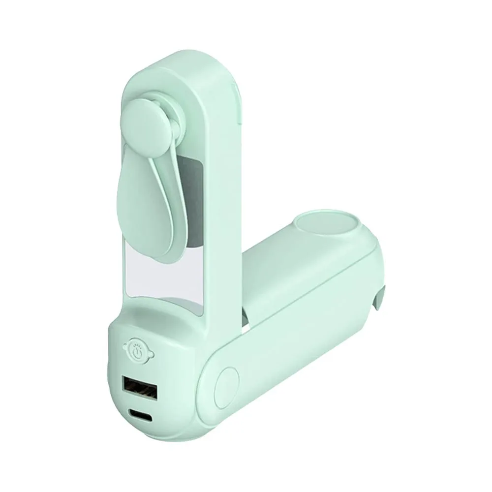 Batterie Externe Power Bank avec Mini Ventilateur et Support 2400mAh Vert
