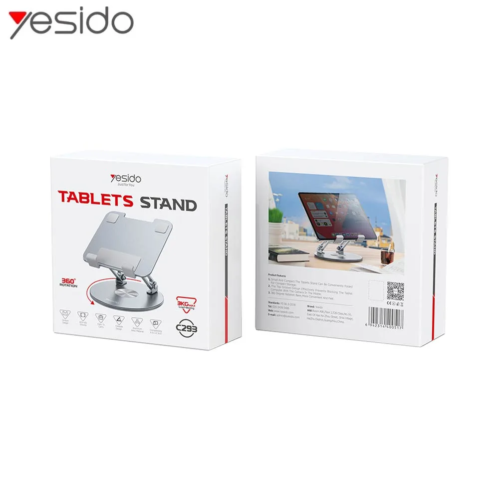 Support pour Tablette Yesido C293 Rotation 360° Argent — vue 2