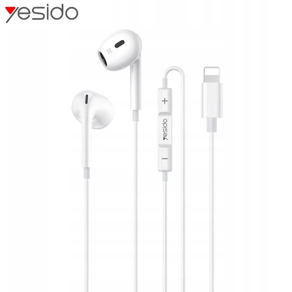 Écouteurs Filaires Lightning Yesido YH51 Appels HD Blanc