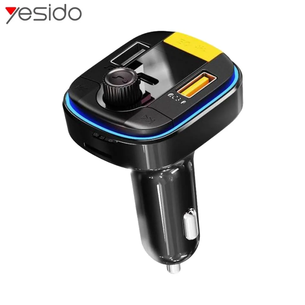 Transmetteur FM Bluetooth & Chargeur Voiture Yesido Y45 Noir
