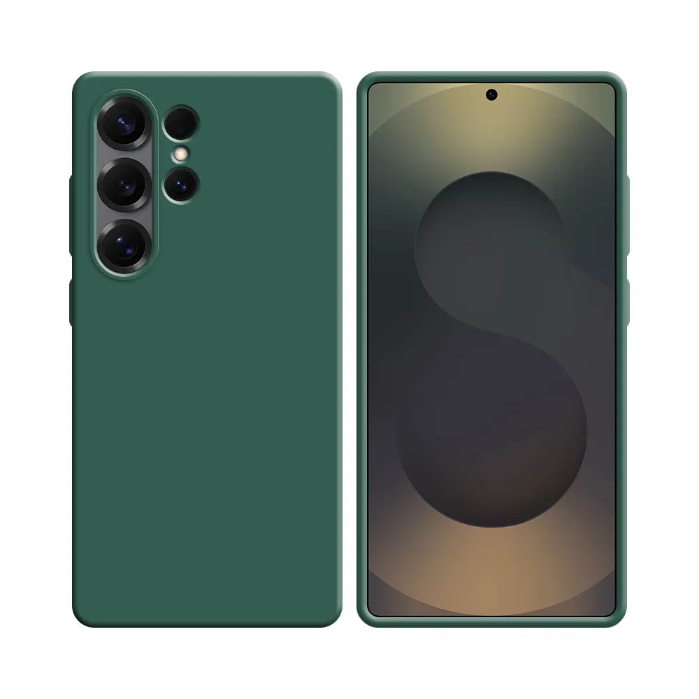 Coque Silicone Compatible pour Samsung Galaxy S25 Ultra Vert Foncé