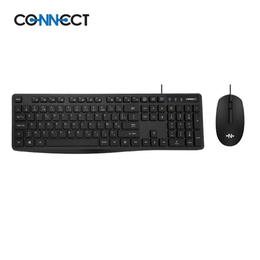 Clavier et Souris Filaire CONNECT (AZERTY) Noir