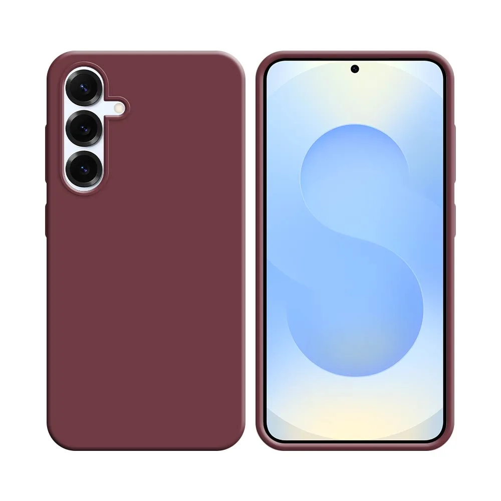 Coque Silicone Compatible pour Samsung Galaxy S25 Plus Bordeaux
