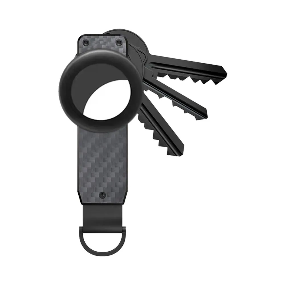 Porte-Clés avec Emplacement Airtag en Carbone Noir