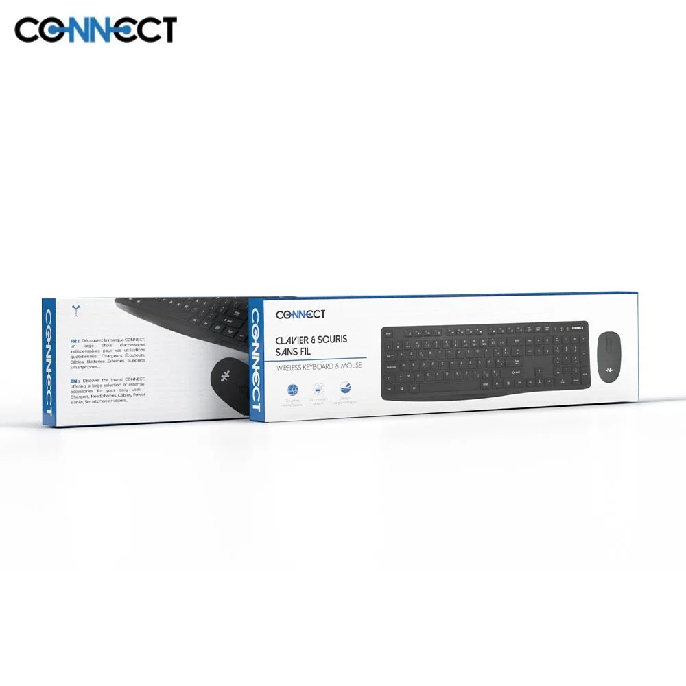 Clavier et Souris sans Fil CONNECT (AZERTY) Noir — vue 2