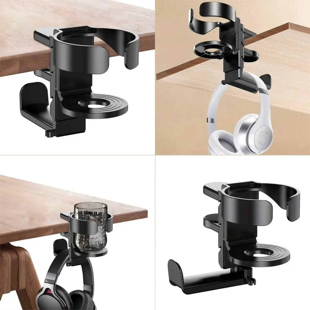 Porte-Gobelet de Bureau avec Support Casque Intégré Noir — vue 4