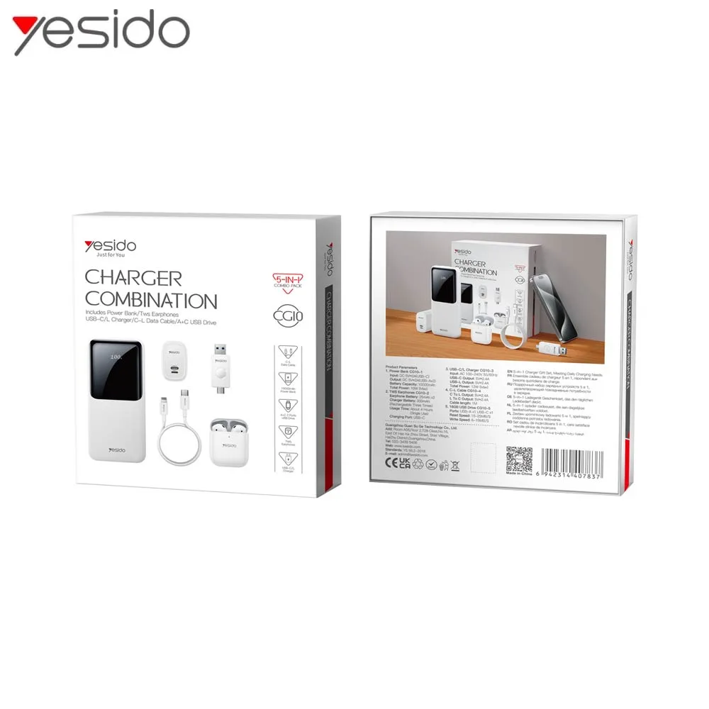 Kit d'Accessoires Yesido CG10 5 en 1 Blanc — vue 4