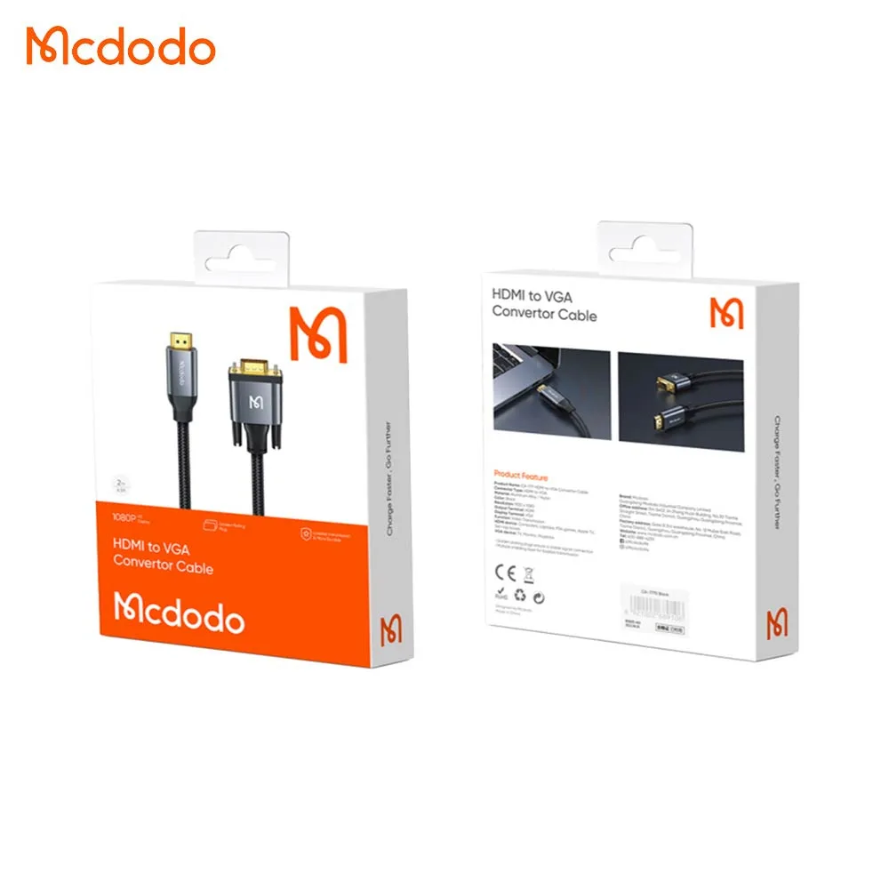 Câble HDMI vers VGA Mcdodo 2m Noir — vue 4