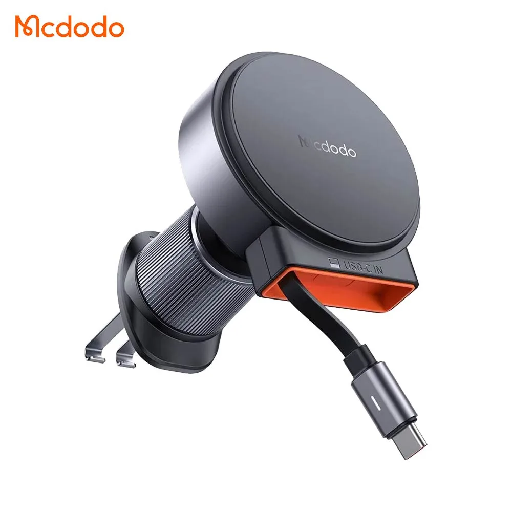 Support Smartphone Chargeur à Induction pour Voiture Mcdodo (avec Câble Rétractable Type-C) 15W Noir