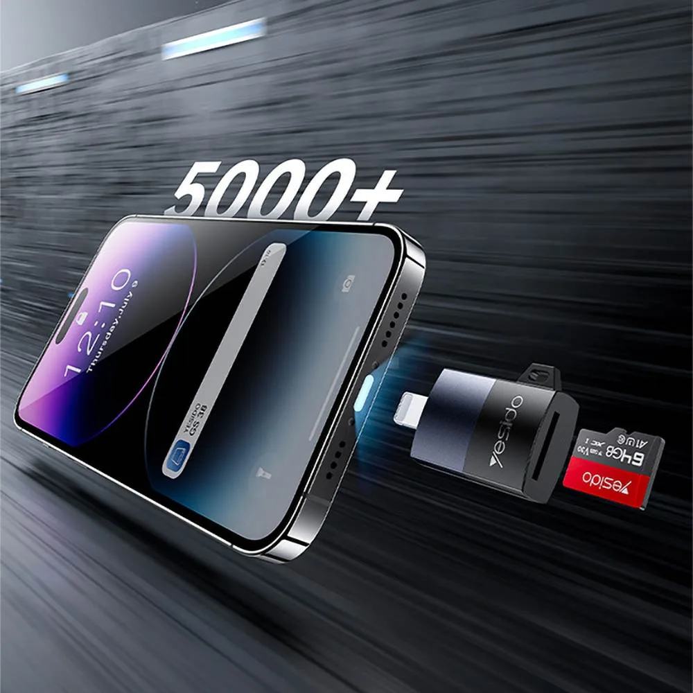 Lecteur de Carte Yesido GS38 OTG Lightning Noir — vue 3