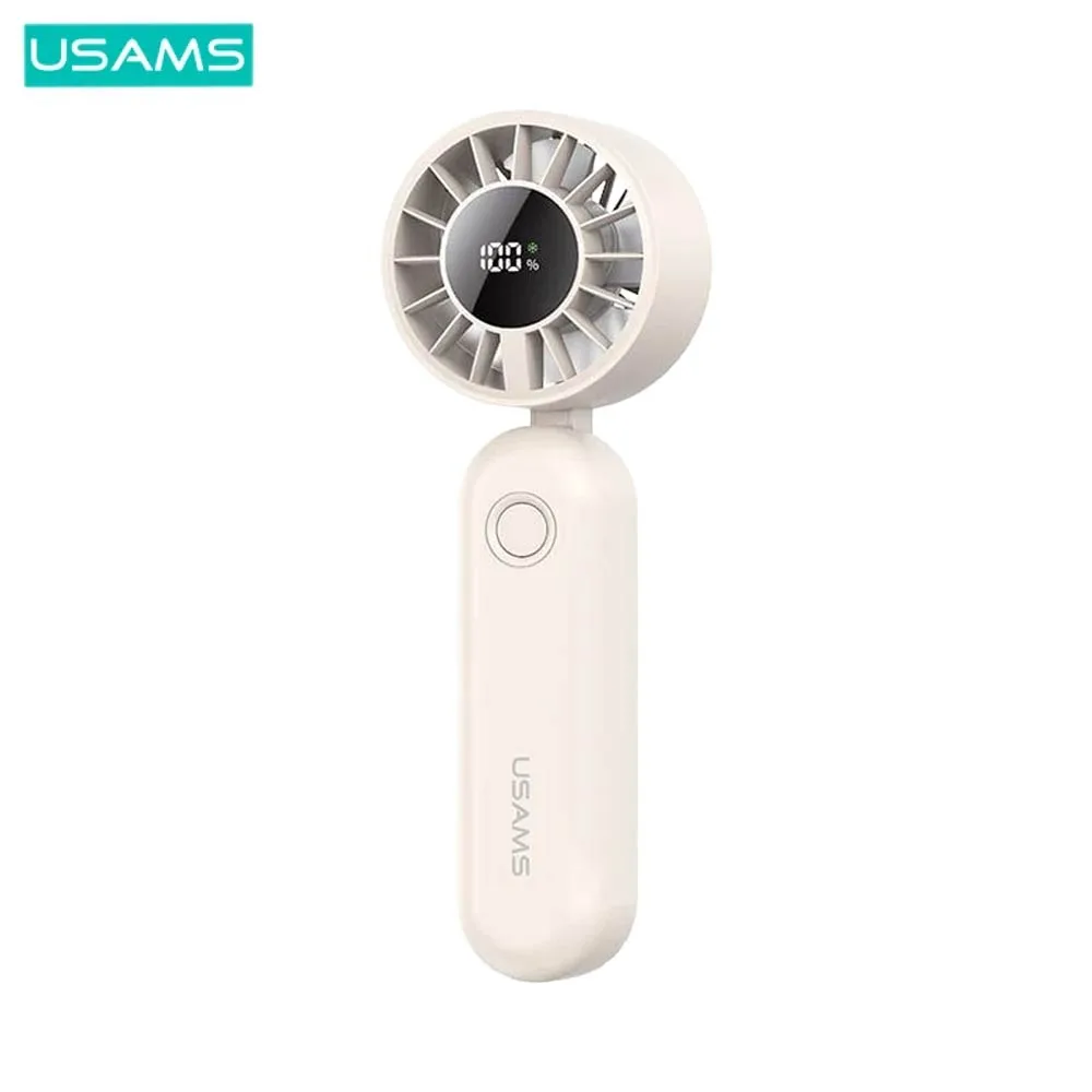 Mini Ventilateur Portable Usams ZB352 Pliable à Affichage Numérique 1200mAh Beige