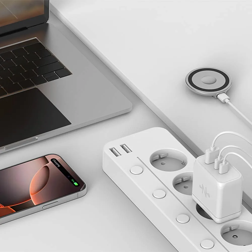 Chargeur Secteur GaN CONNECT 65W (USB + 2 USB-C) Blanc