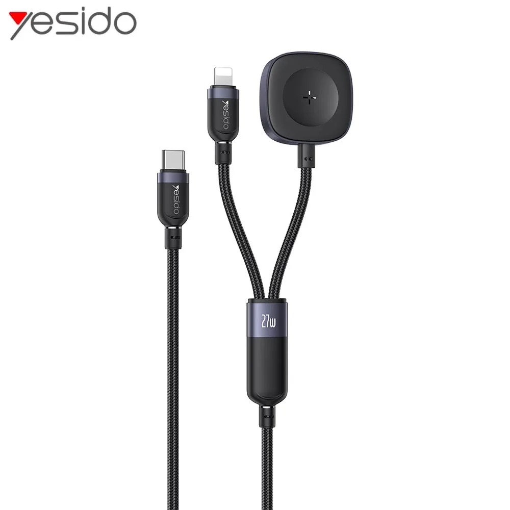 Câble de Charge Yesido CA136L Type-C vers Lightning + Pad de Charge pour Montre Connectée Noir