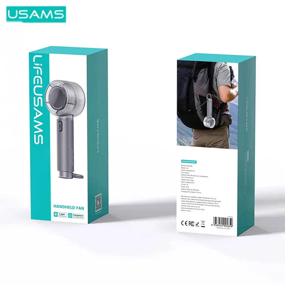 Mini Ventilateur Portable Usams LU01 2000mAh Noir — vue 4