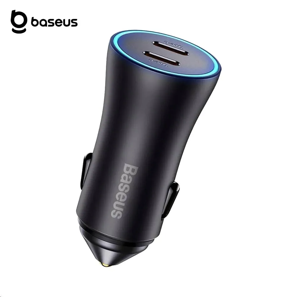 Chargeur Allume-Cigare Baseus Golden Contactor Pro 2x USB-C 40W Noir